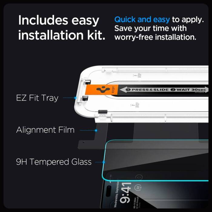 Tempered Glass Spigen Glas.tr "ez Fit" 2-pack iPhone 15 Pro Privacy